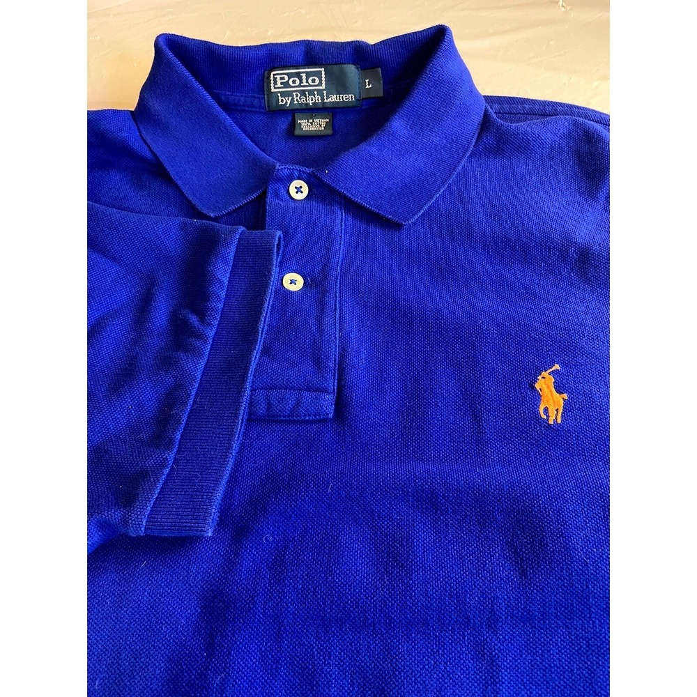 Polo Ralph Lauren Mens Royal Blue Cotton Short Sleeve Polo Shirt Size  Large